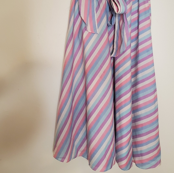 Pink Bubblegum White, Blue and Purple Striped 80s Short Sleeve Shirt Dress - Picture 14 of 15
